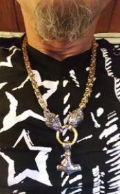 60–90 cm Stainless Steel Double Wolf Head & Mjolnir Survival Spirit Necklace/Bracelet