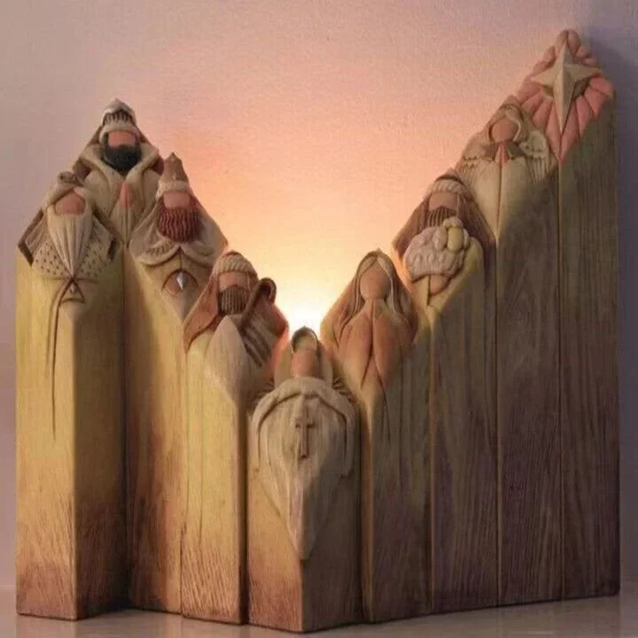9-Piece Heaven's Glory Nativity Pillar Statues Set