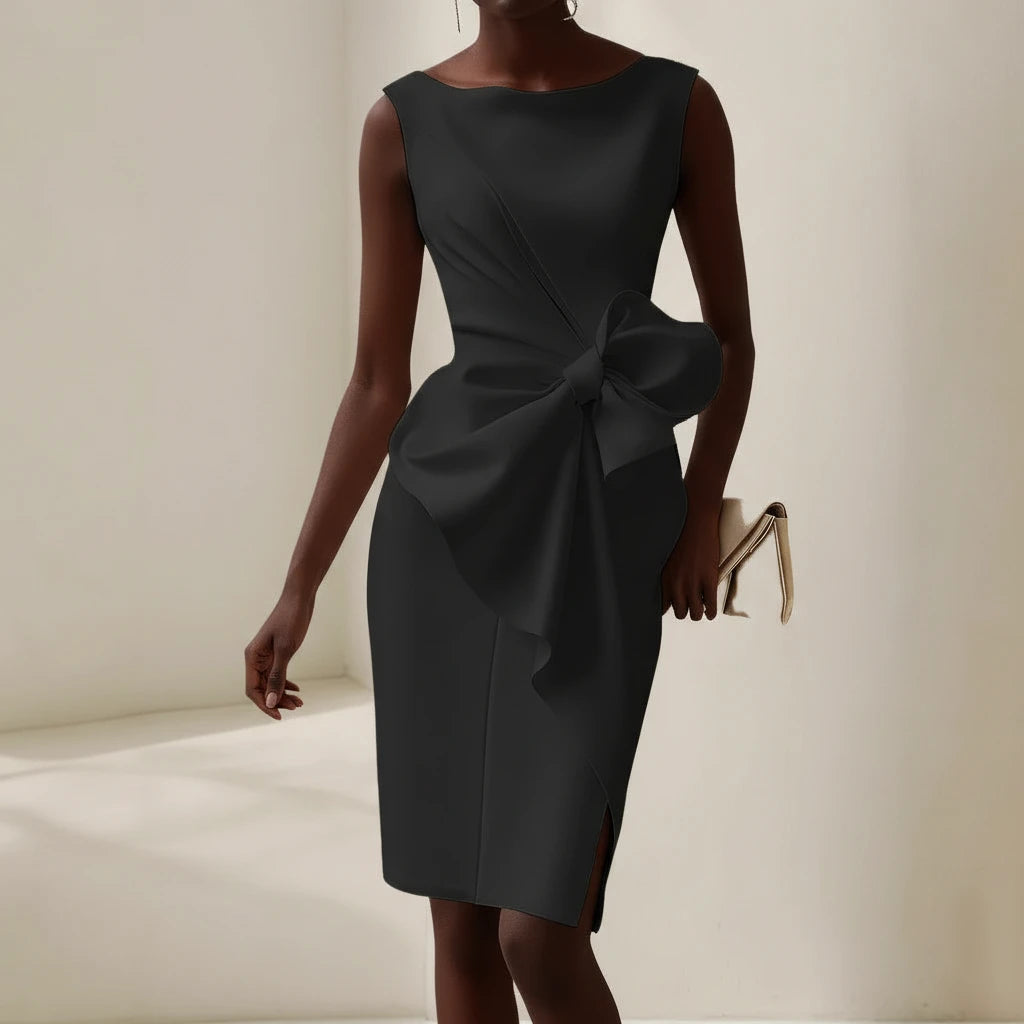 Women's Bow Cocktail Midi Dress