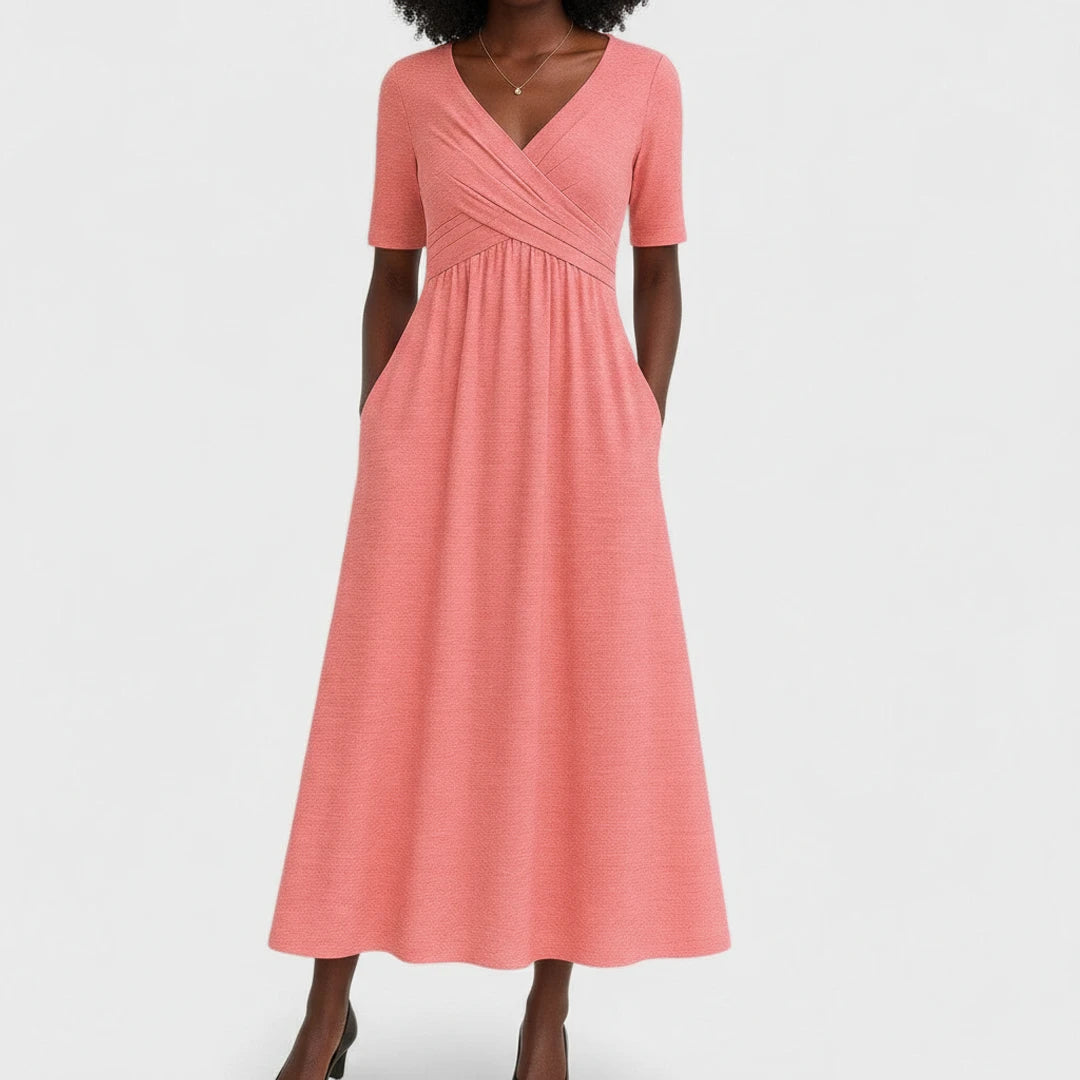 Women's V-Neck A-Line Midi Dress