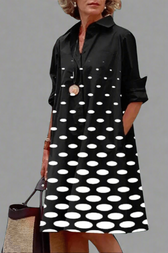 Image of Ayanna | Women's Polka Dot Midi Shirt Dress