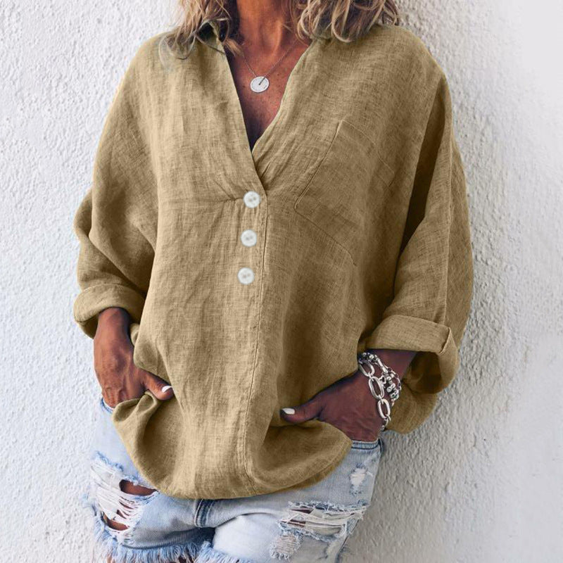 Image of Carolyn | Women's Oversized Long Sleeve Button-Down Blouse