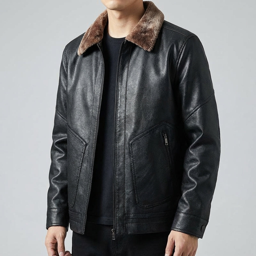 Image of Carter | Men's Fur Collar Regular Fit Jacket