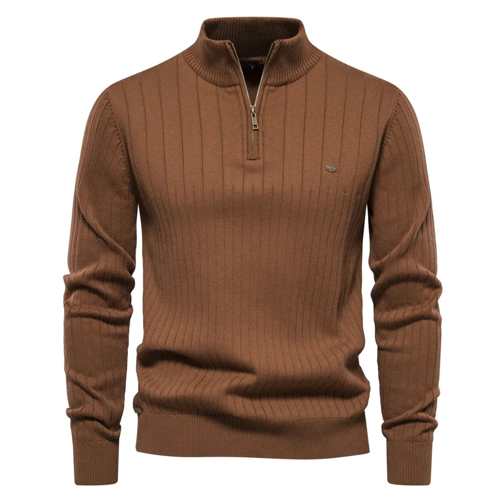 Image of Don | Men's Half-Zip Ribbed Sweater