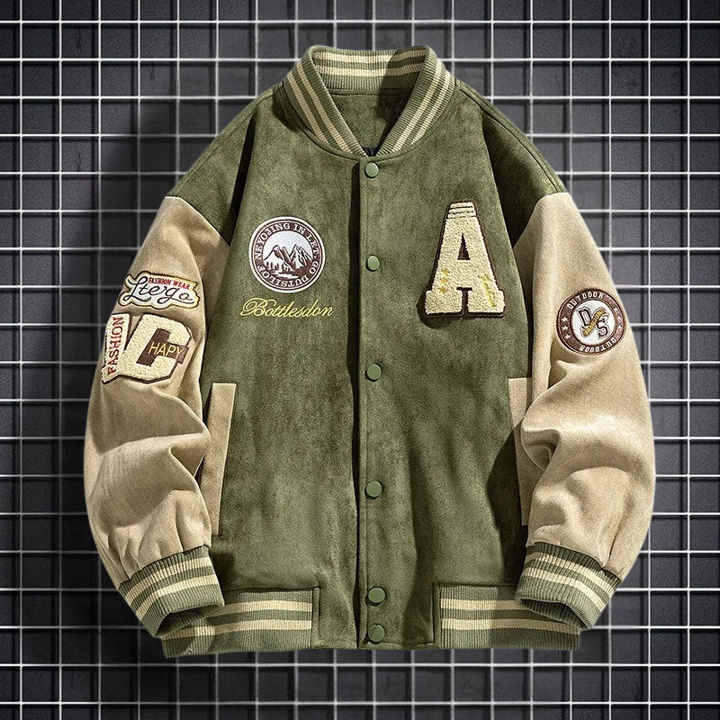 Men's Bomber Jacket with Button Closure and Side Pockets - Long-Sleeved Casual Jacket for Everyday Wear, Commuting and Seasonal Layering