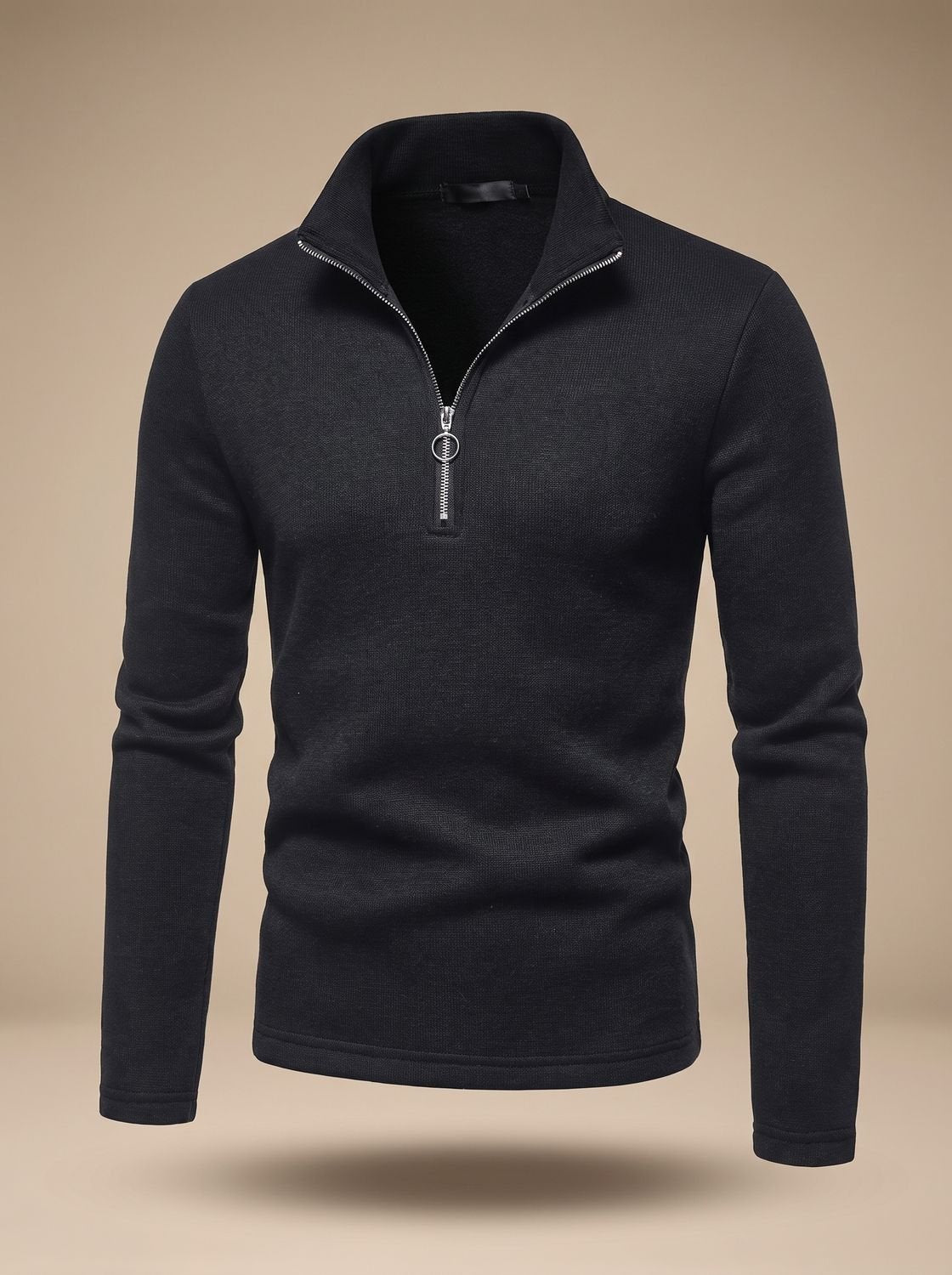 Men's Quarter-Zip Mock Neck Fine-Knit Pullover Sweater