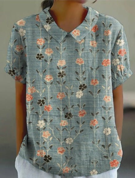 Image of Peggy | Women's Short Sleeve Floral Blouse