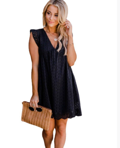Image of Peggy | Women's Sleeveless V-Neck A-Line Mini Dress