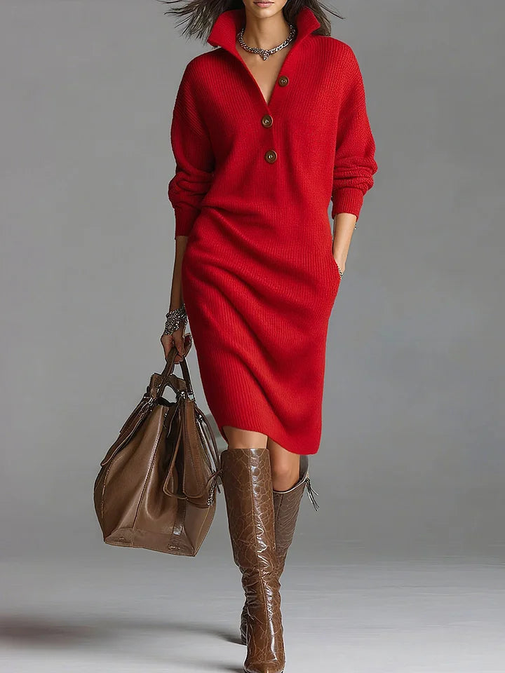 Image of Phyllis | Women's Long Sleeve Sweater Midi Dress