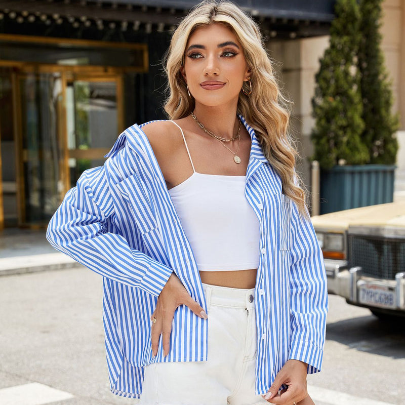 Image of Rachel | Women's Striped Button-Down Shirt