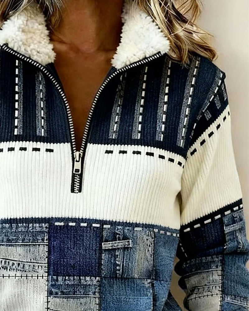 Image of Reagan | Women's Color Block Half Zip Sweater