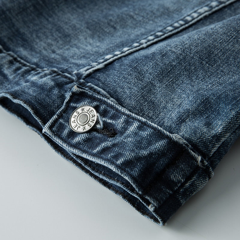 Retro-Inspired Denim Jacket with Button Closure