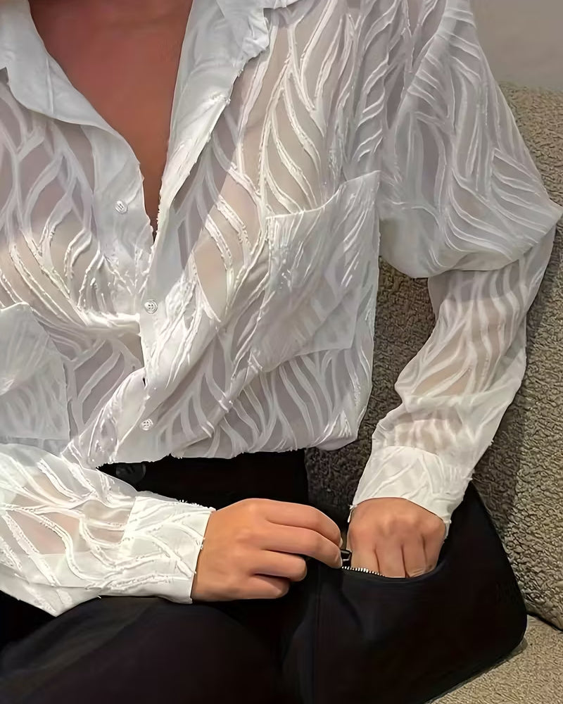 Image of Sally | Women's Long Sleeve Sheer Blouse