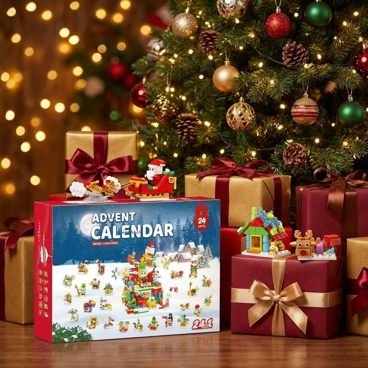 Santa's Workshop Advent Calendar, 24-in-1 Christmas Brick Set, 769 Pieces