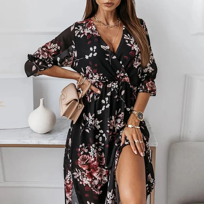 Image of Tabitha | Women's V-Neck Wrap Midi Dress