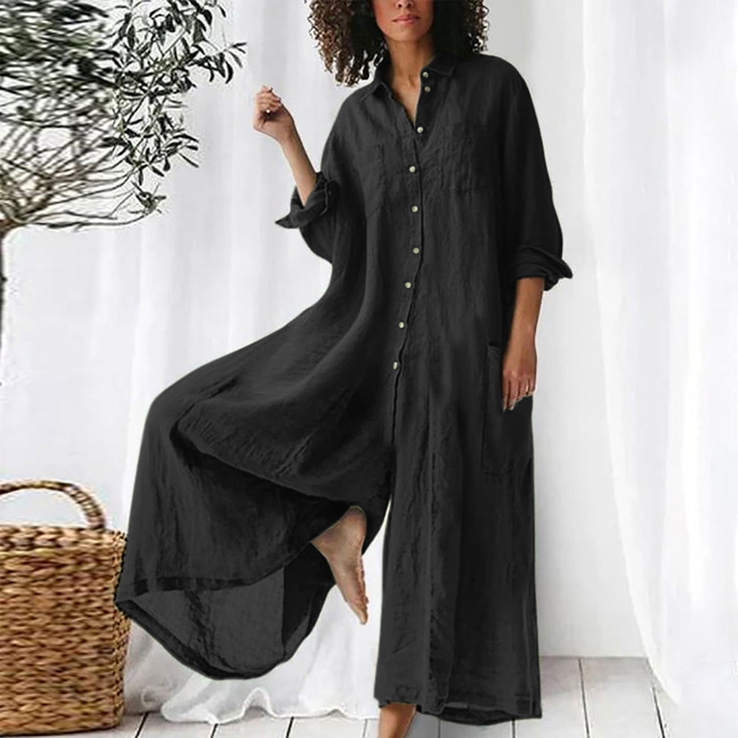 Image of Tessa | Women's V-Neck Button-Down Maxi Dress