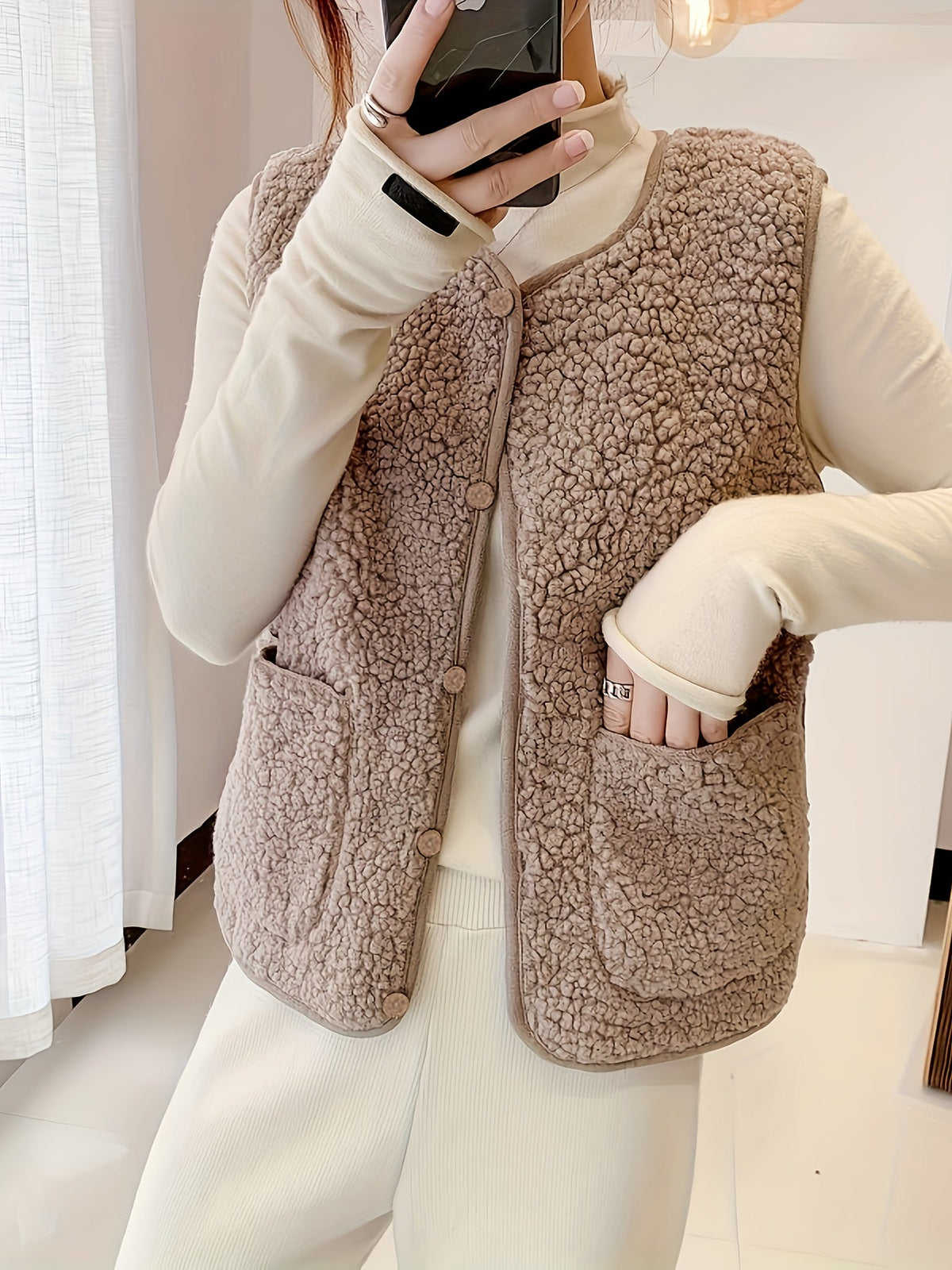 Textured Button-Front Gilet