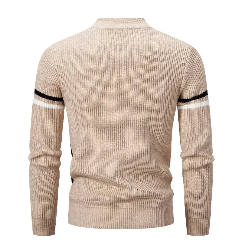 Image of Trey | Men's Color Block Mock Neck Long Sleeve Sweater