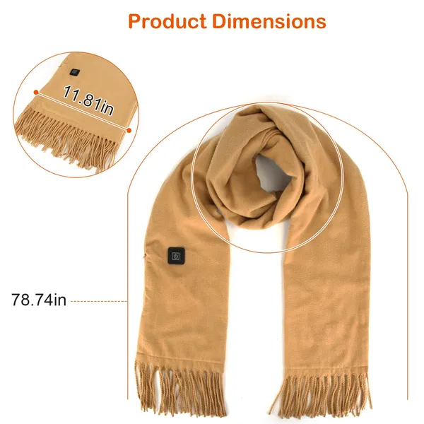 USB-Heated Fleece Scarf and Neck Wrap with Three Temperature Settings
