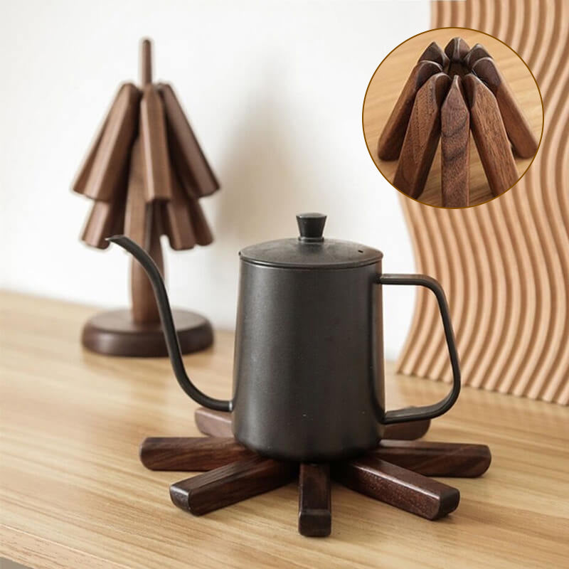 Walnut or Beech Wood Table Mat | Stackable Heat-Insulating Table Protector for Dining Tables and Kitchens