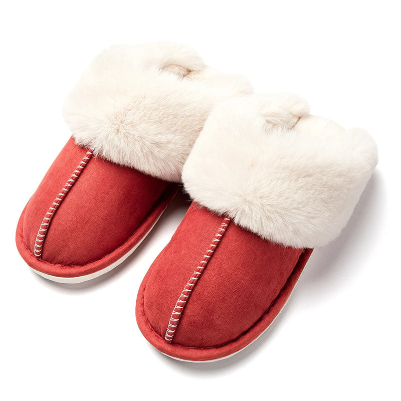 Warm-lined slippers with soft lining and non-slip sole