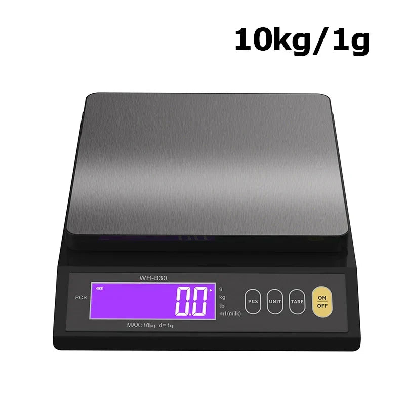 Wearclo | 5 kg/0.1 g and 10 kg/1 g digital electronic kitchen scale, LCD screen, fully waterproof stainless steel tool for baking