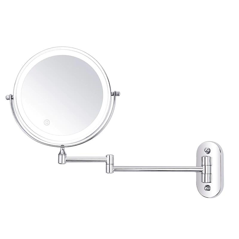 Wearclo LED Magnifying Mirror | Rechargeable | Cosmetics & Bathroom | Chrome Silver