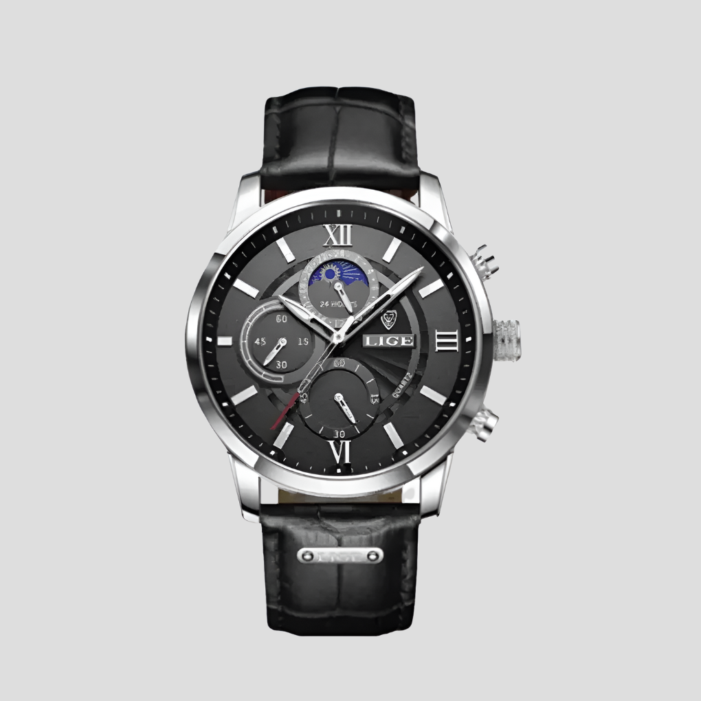 Wearclo | Men's Classic Analog Watch with Moon Phase Indicator