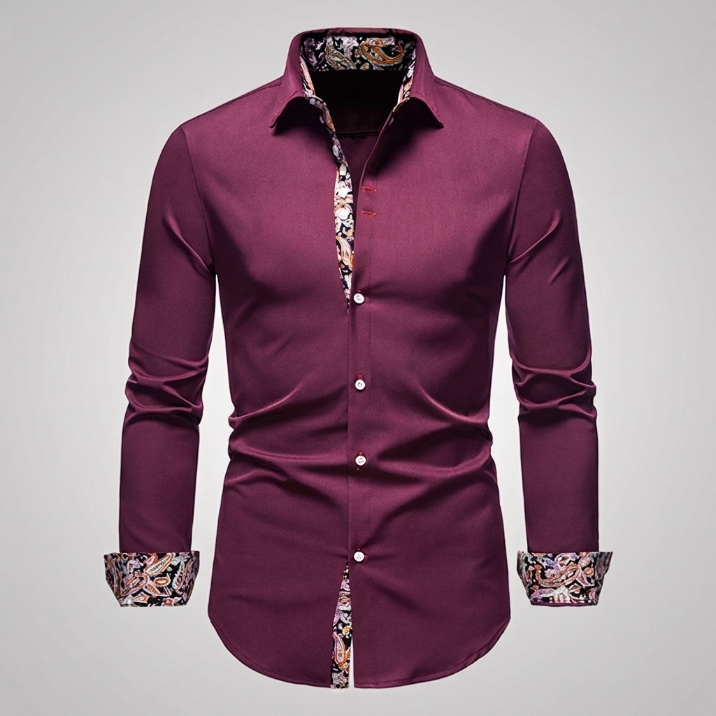 Wearclo | Men's Dress Shirt with Paisley Detail