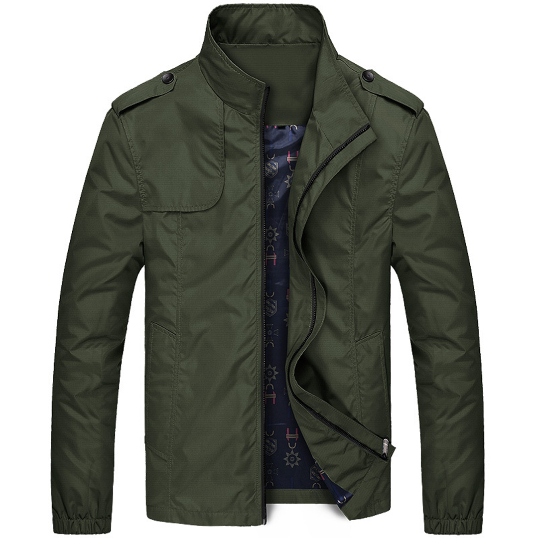 Wearclo | Men's Lightweight Bomber Jacket with Stand Collar