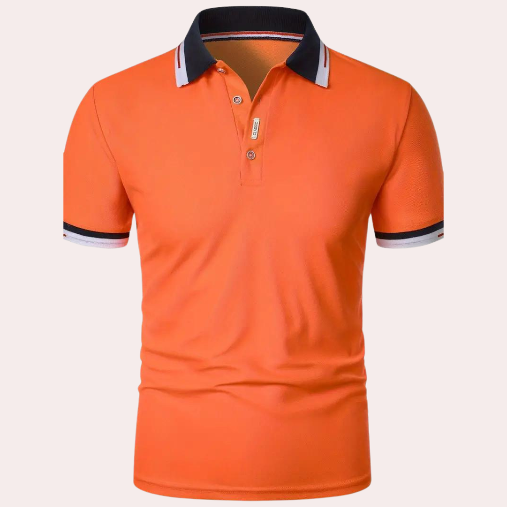 Wearclo | Men's Short Sleeve Polo Shirt with Striped Collar