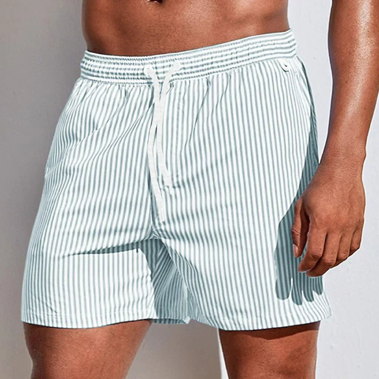 Wearclo | Men's Striped Board Shorts with Drawstring