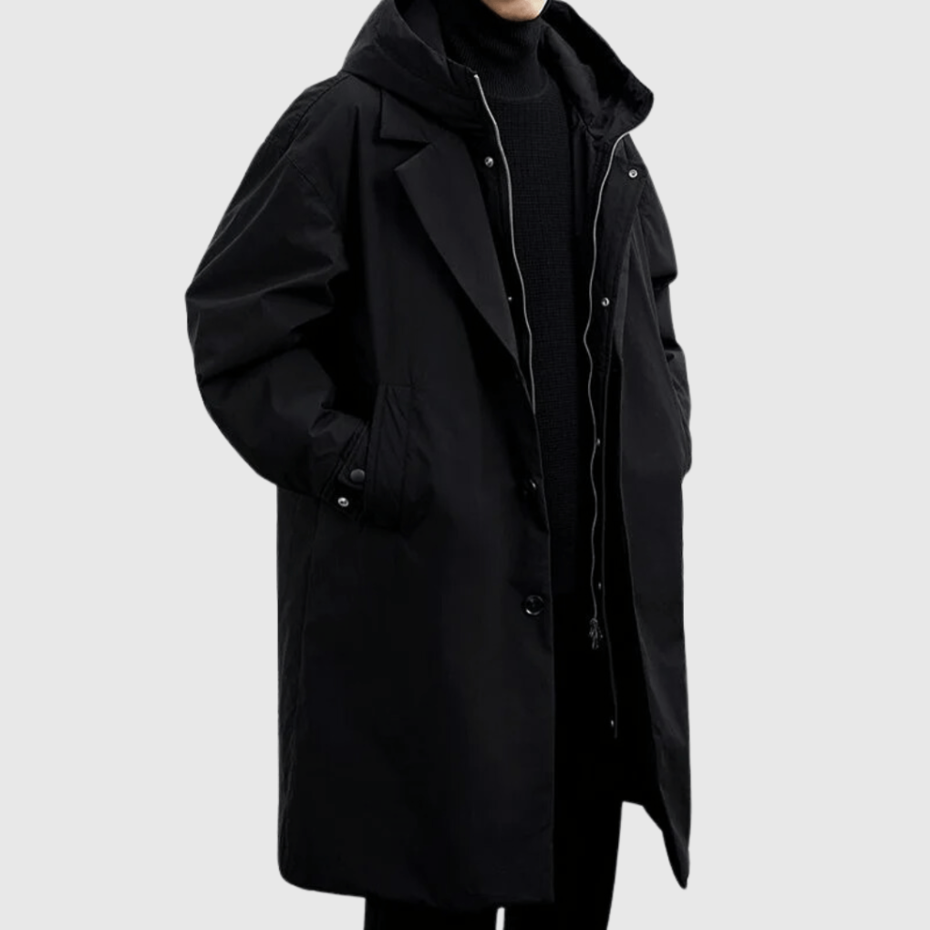 Wearclo | Men's Trench Coat with Detachable Hood