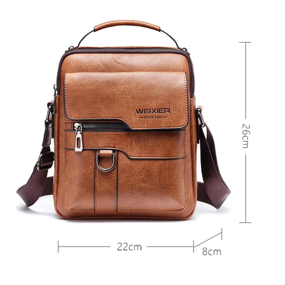 Wearclo | Men's Vertical Crossbody Bag with Flap Pocket