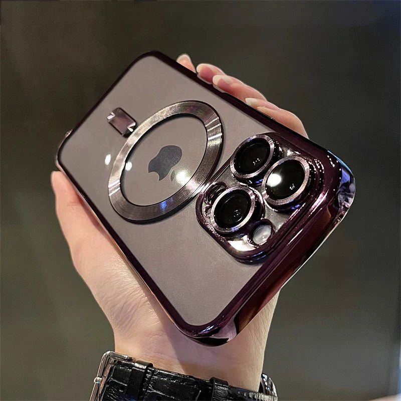 Wearclo | Plating Clear Soft Magnetic Case for iPhone