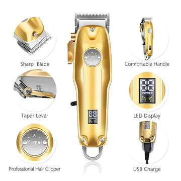 Wearclo | Professional Hair Clippers for Men Gold Set | Gold Cordless Clippers