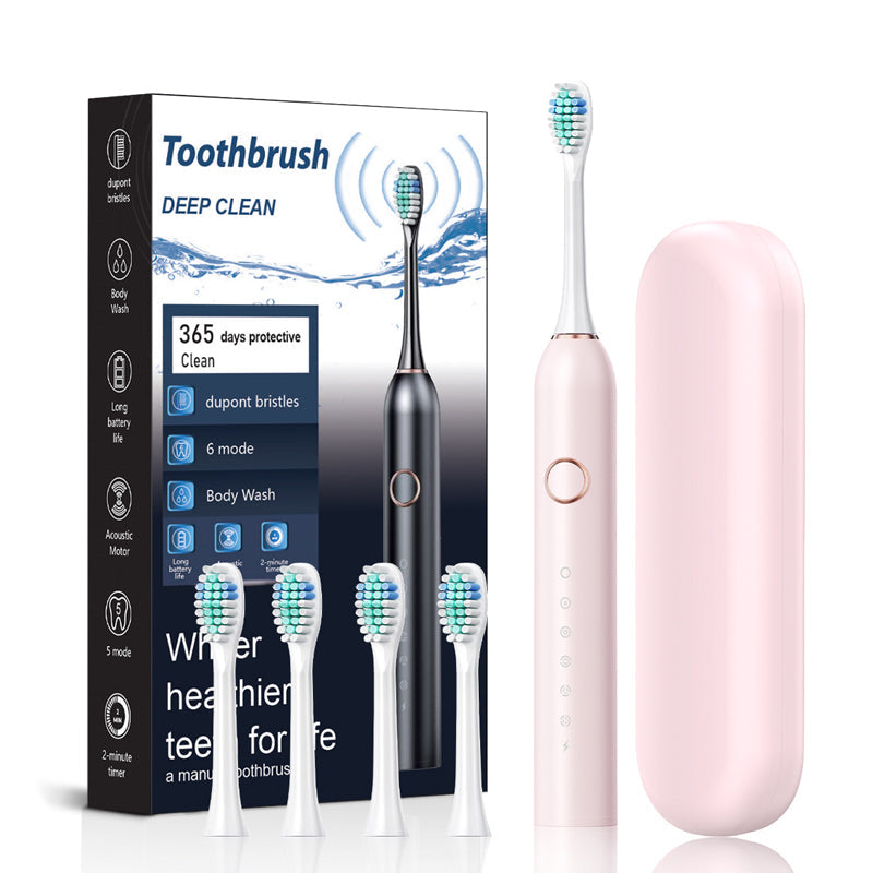 Wearclo | Sonic Electric Toothbrush | 6 Modes & IPX7 Waterproof | White, Black, Pink