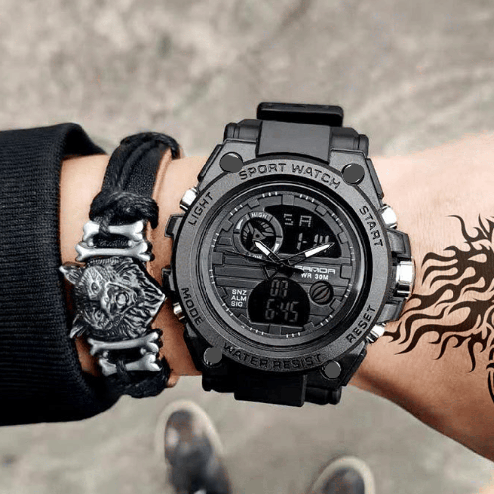 Wearclo | Sporty Dual-Display Mode Multifunctional Waterproof Luminous Men's Watch