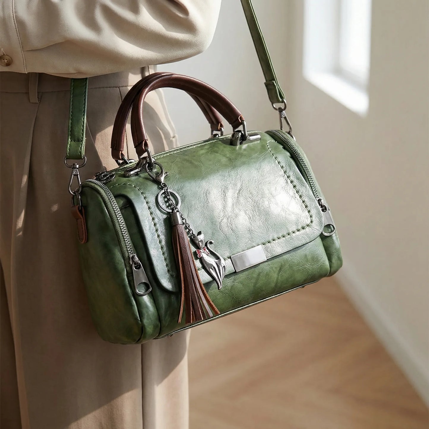 Wearclo | Women's Convertible Shoulder Bag with Tassel Charm