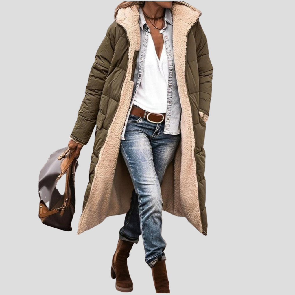 Wearclo | Women's Long Hooded Reversible Coat