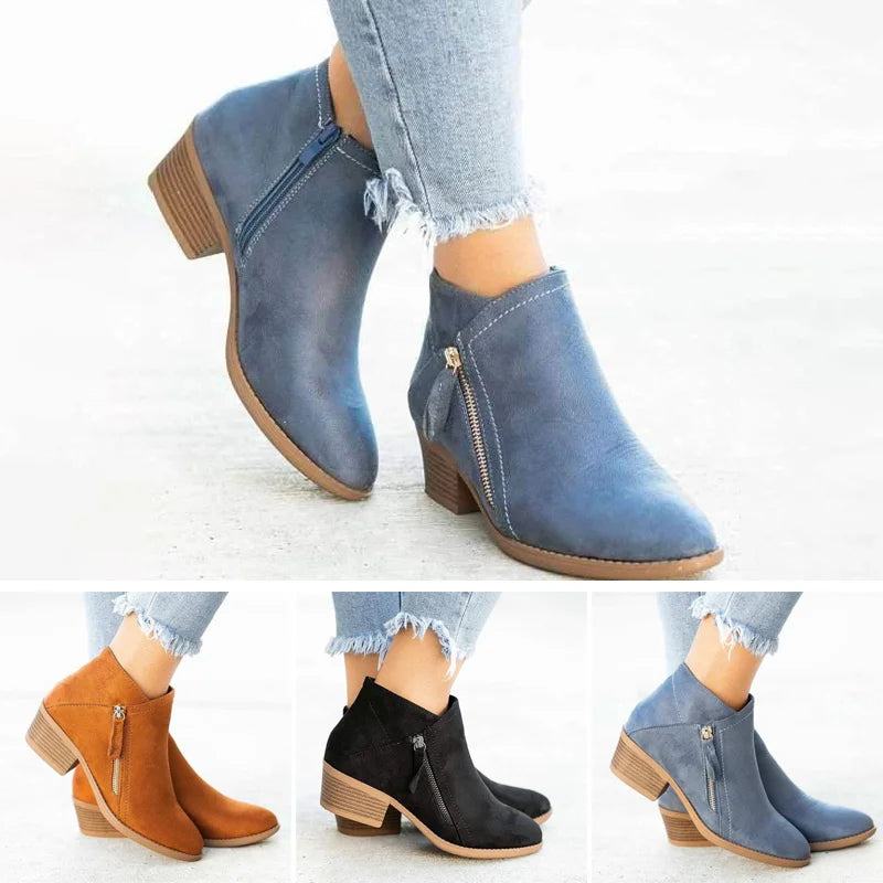 Wearclo | Women's Orthopedic Ankle Boots with Side Zipper