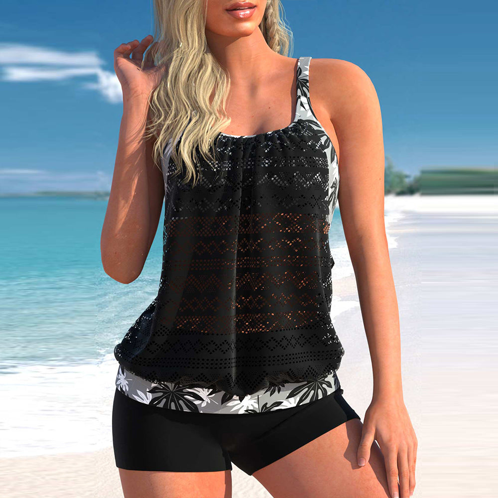 Wearclo | Women's Tankini Swimsuit with Boyshorts & Floral Print