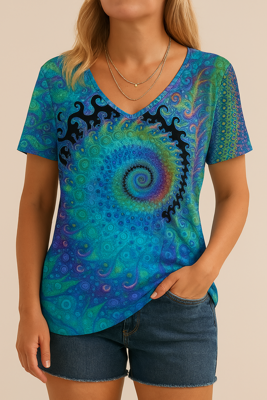 Wearclo | Women's V-Neck Short Sleeve Graphic T-Shirt