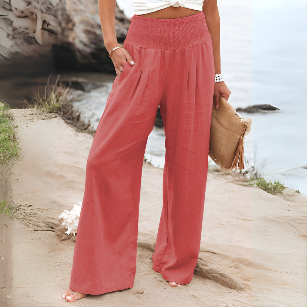 Wearclo | Women's Wide-Leg Smocked Waist Pants