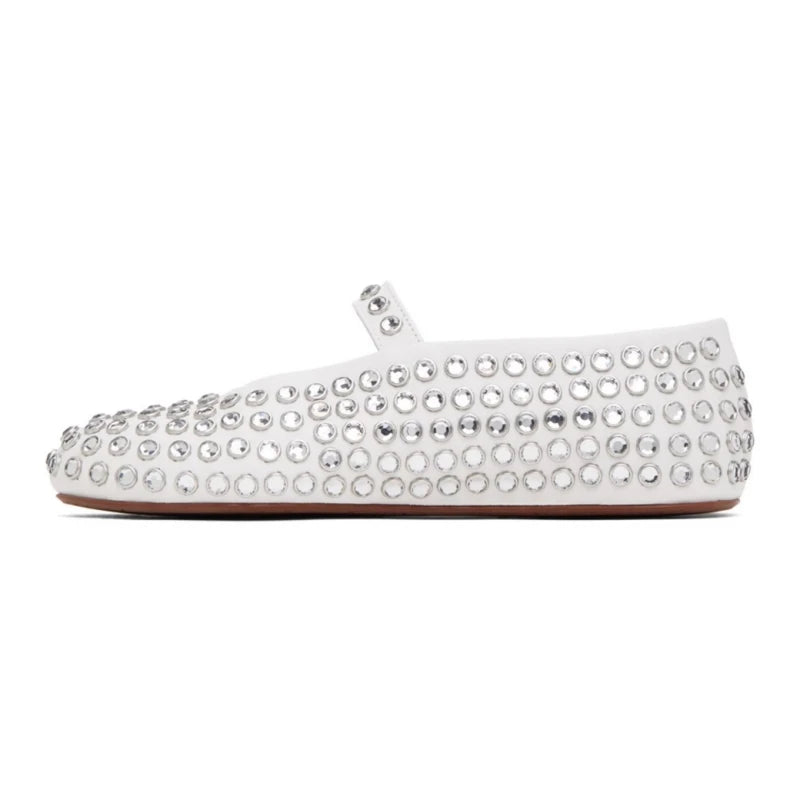Women's Crystal Rhinestone Mary Jane Shoes with Buckle Strap