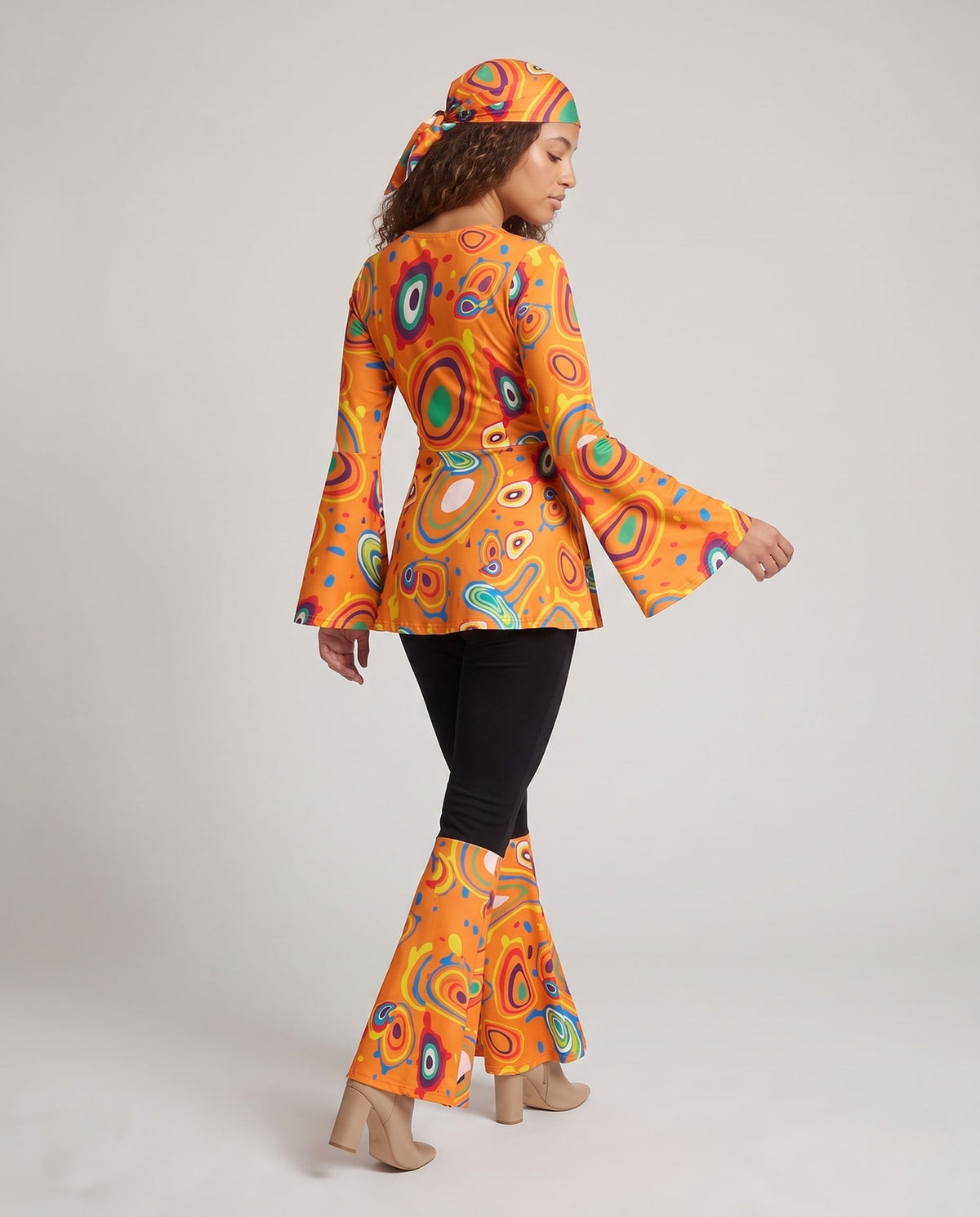 Women's Flared Trousers with Stylish Retro-Style Top