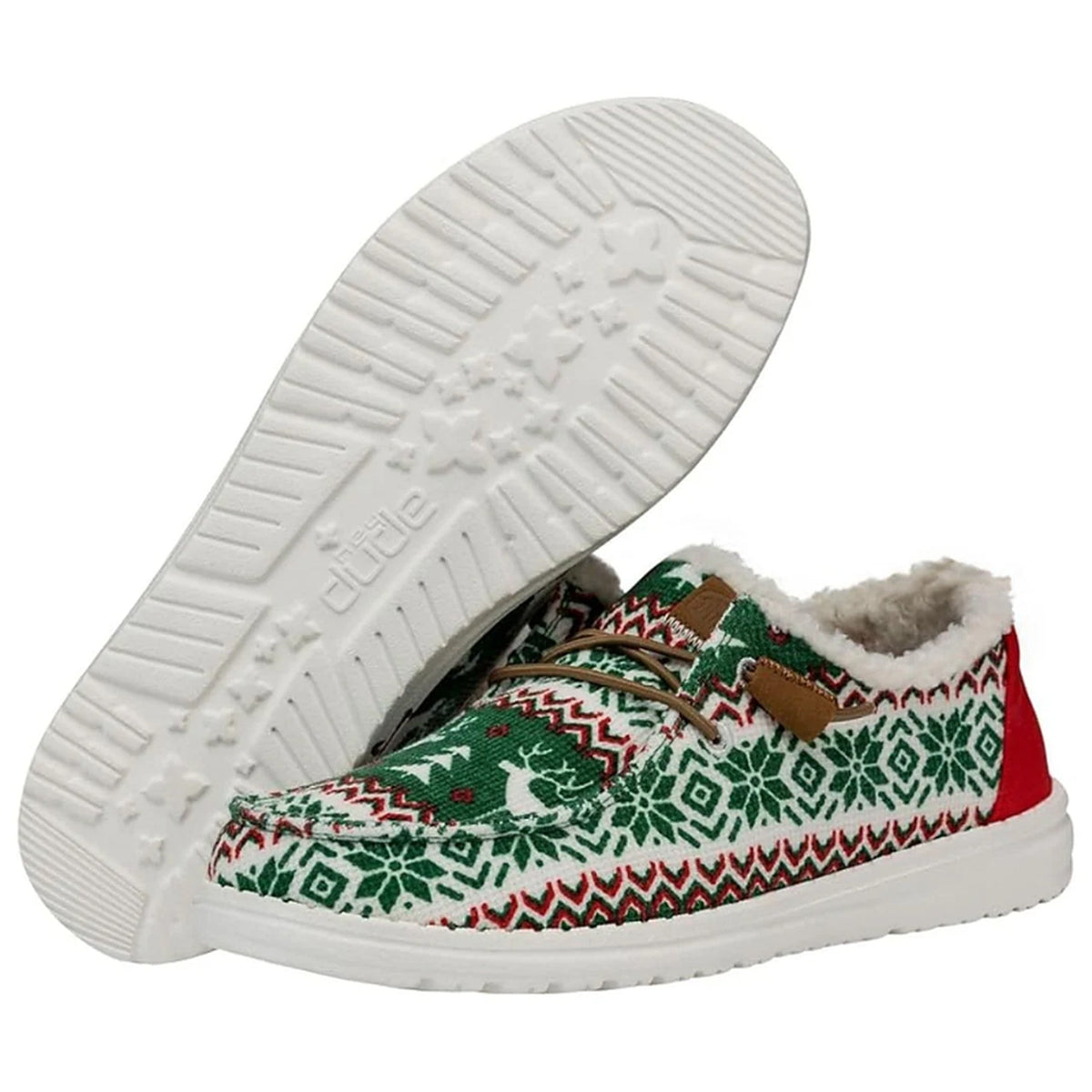 Women's Lined Christmas Slip-On Shoes with Nordic Winter Pattern