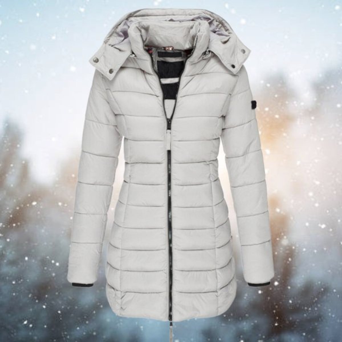 Women's Long Hooded Quilted Puffer Winter Coat with Zip Closure
