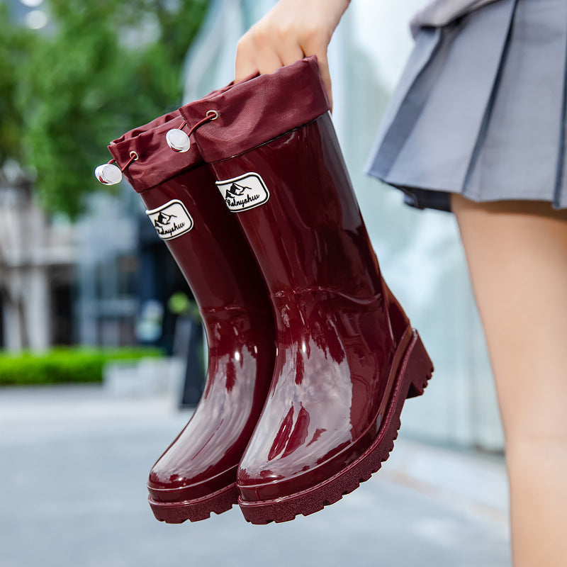Women's Rain Boots with Adjustable Drawstring System