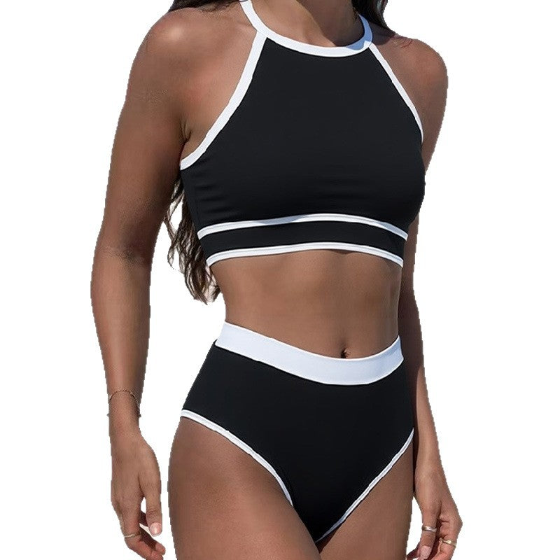Women's Sporty Bikini Set with High-Cut Bottom and Racerback Top